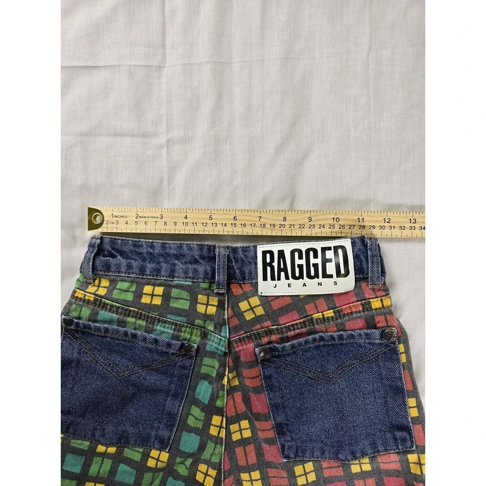 Ragged Jeans Jeans Womens 24 Multicolor Plaid Colorblock Tapered Leg Denim Pants